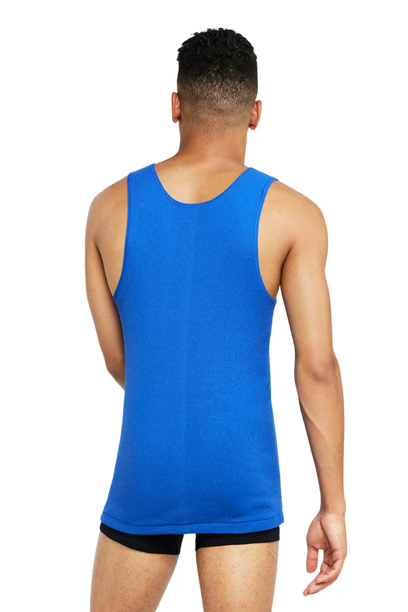 3 x Bonds X-Temp Blue Mens Chesty Cotton Plain Singlet Vest Tank Top