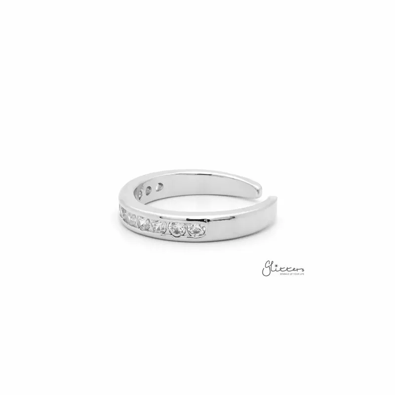 3mm CZ Paved Band Toe Ring - Silver