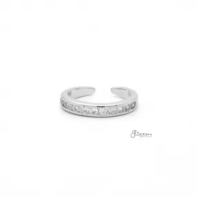 3mm CZ Paved Band Toe Ring - Silver