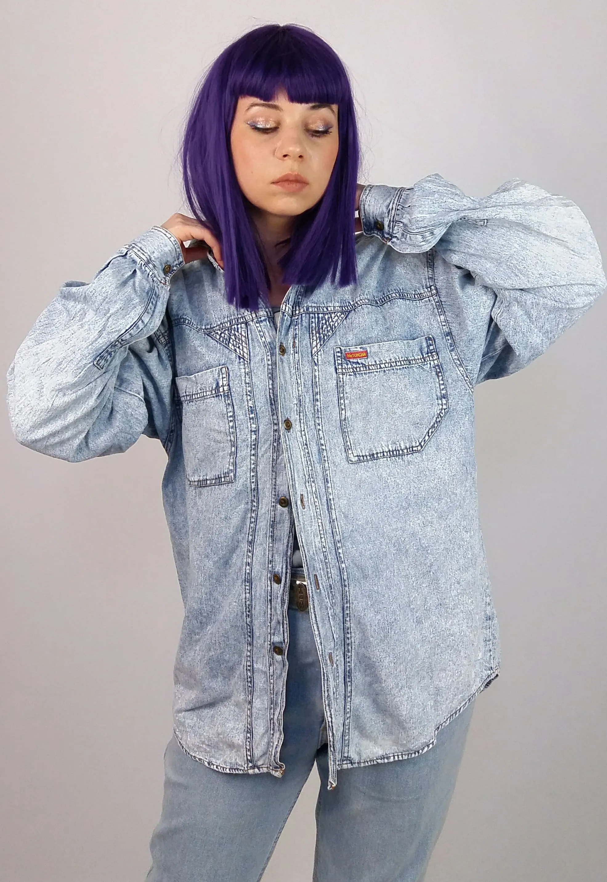 80's Unisex Acidwash Boyfriend Shirt - size S men