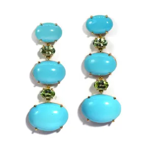 A & Furst - Sole - Drop Earrings with Arizona Turquoise and Mint Tourmaline, 18k Yellow Gold