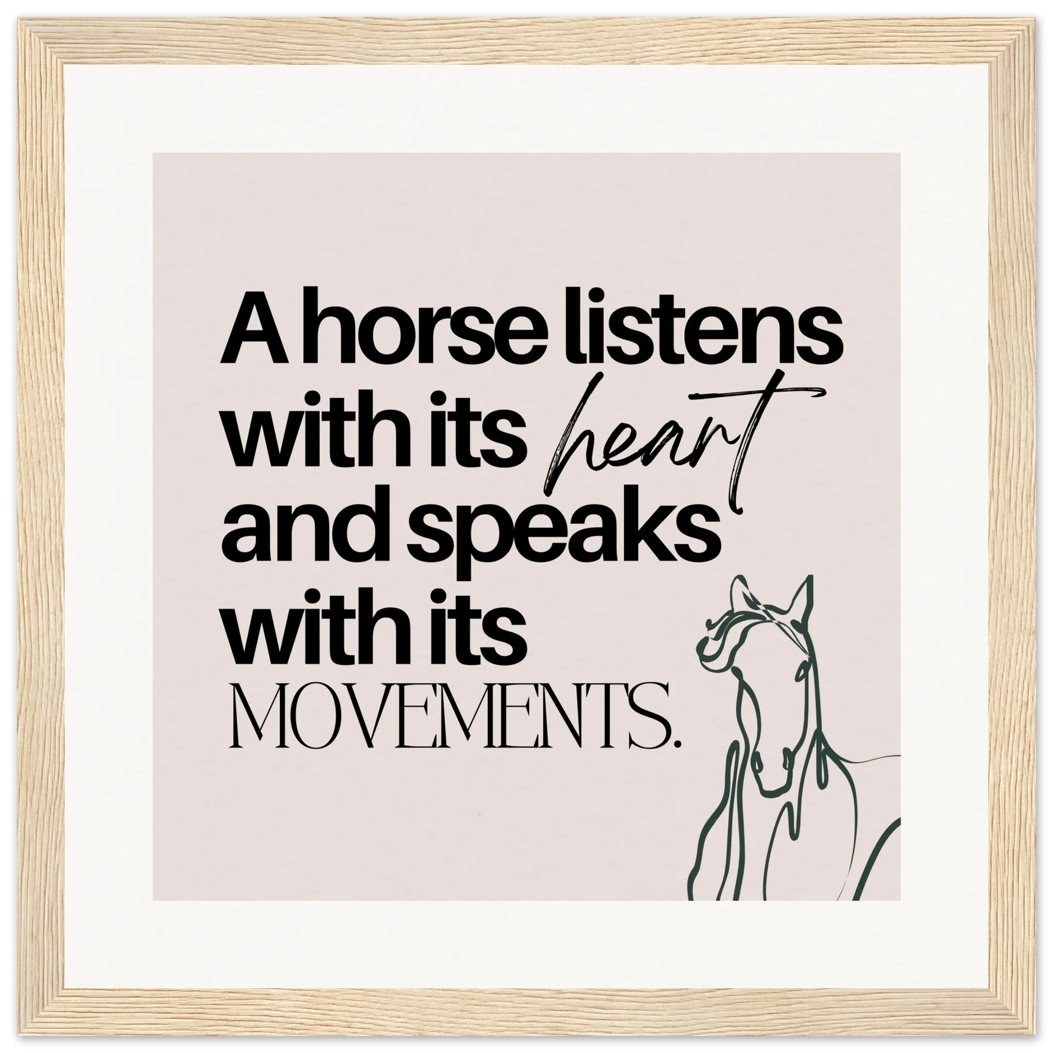 A horse listens: Wooden Framed Poster