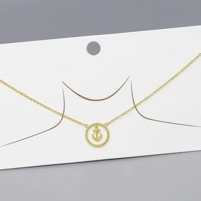 Anchor Pendant Gold Dipped Necklace