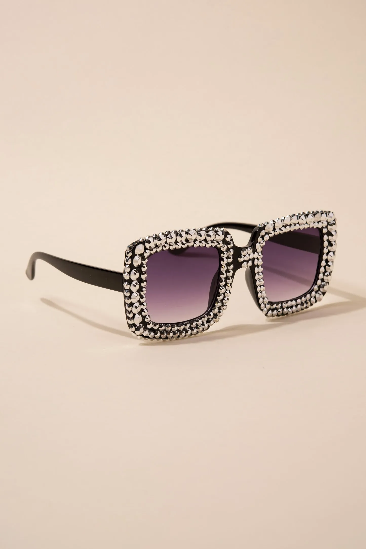 Beverly Retro Square Rhinestone Sunglasses