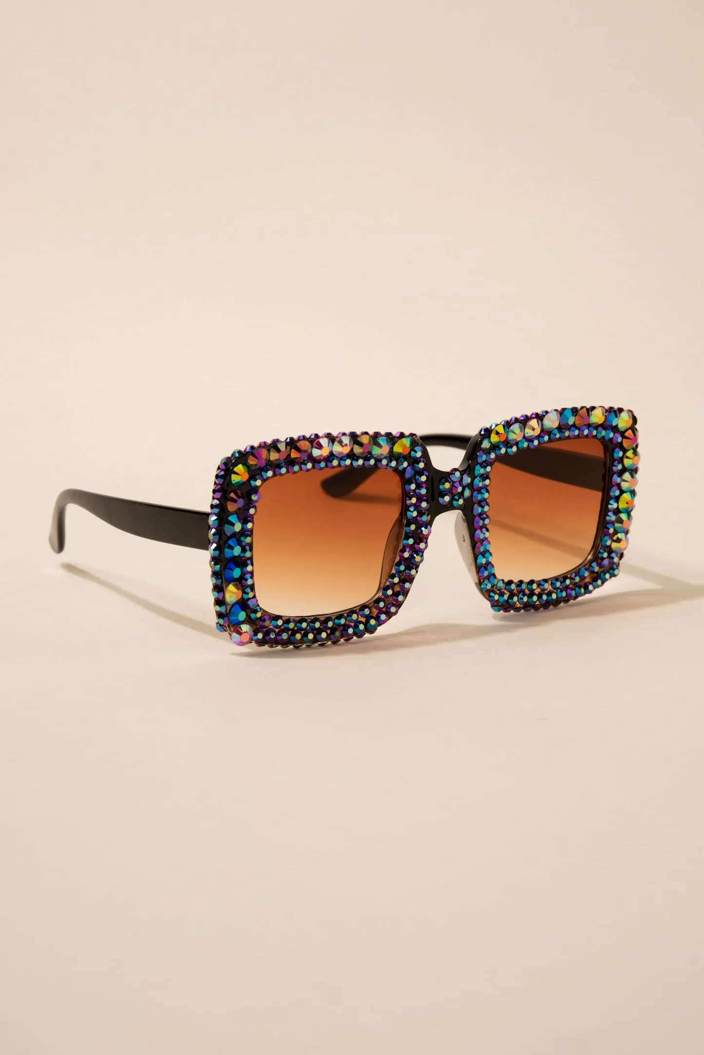 Beverly Retro Square Rhinestone Sunglasses