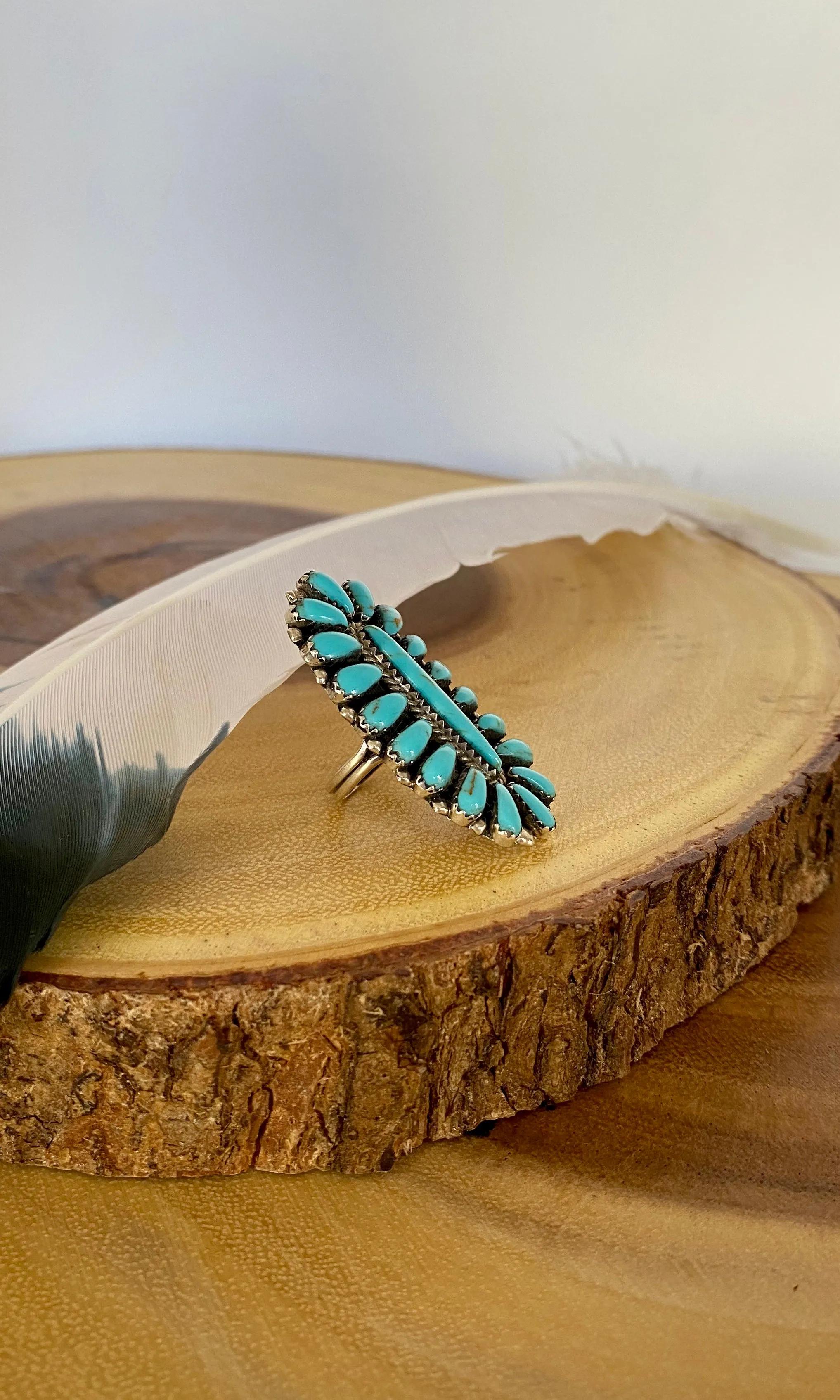 BIG BLUE Navajo Silver & Blue Howlite Needle Point Ring by Dean Brown