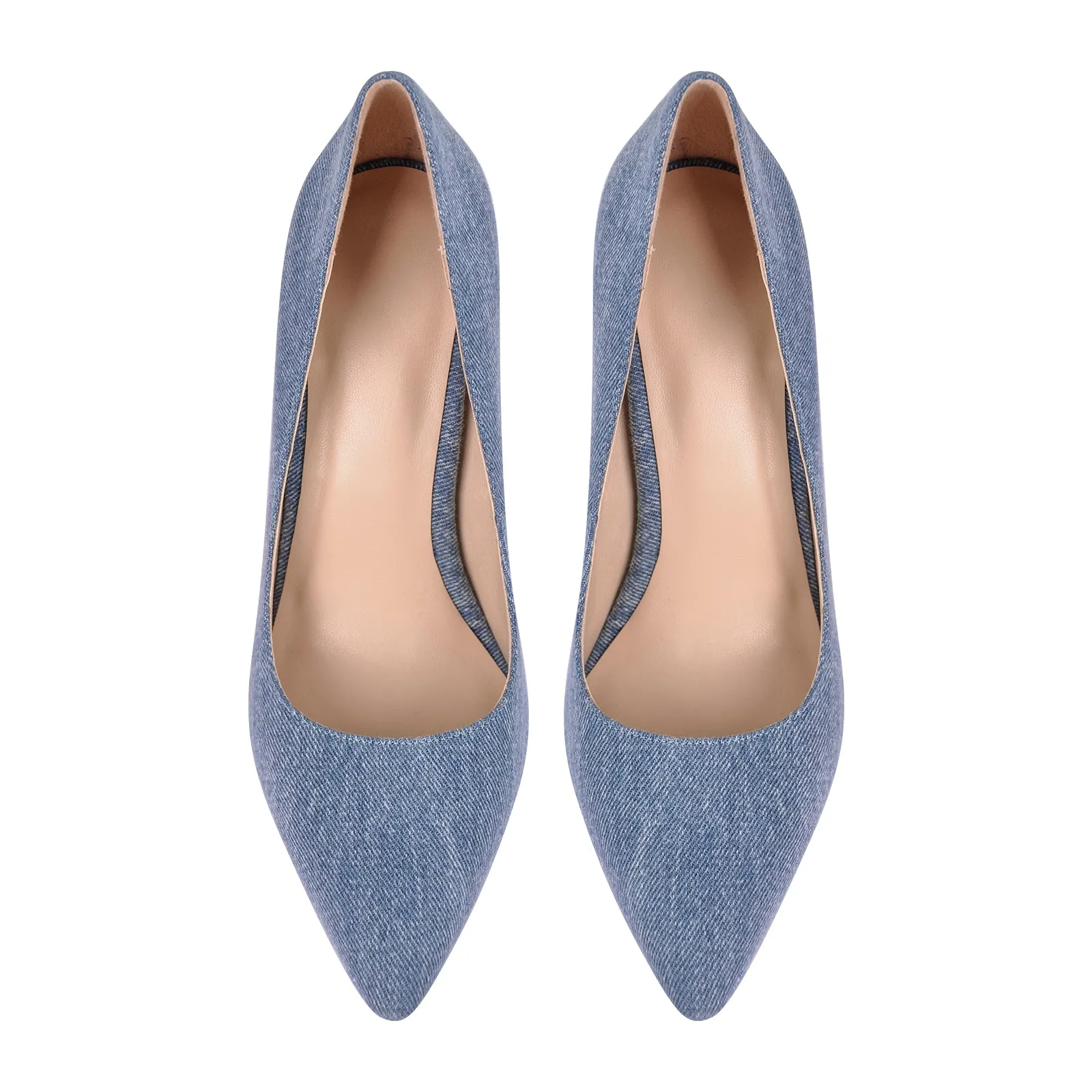 Denim Pointed Toe Stilettos Pumps