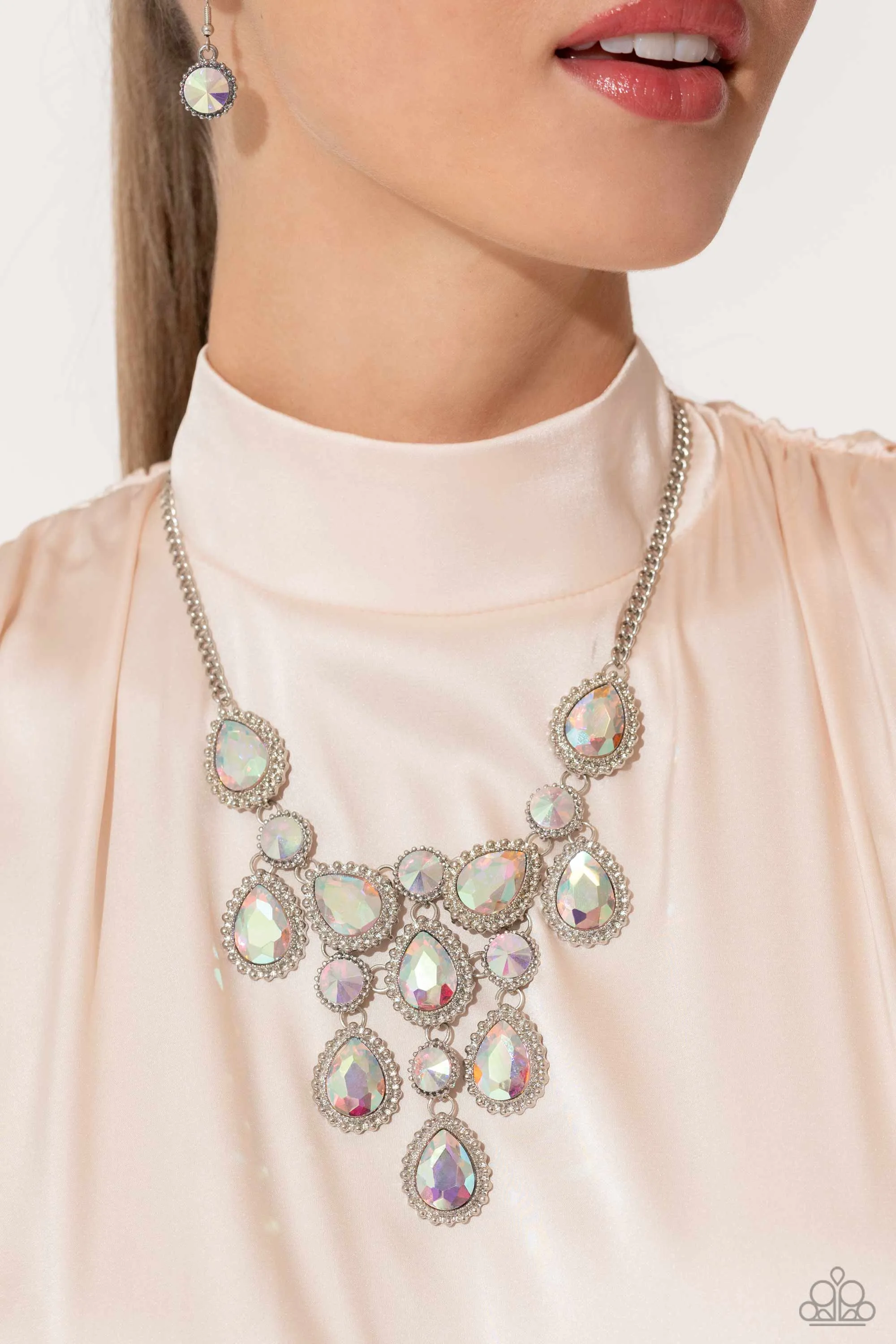 Dripping in Dazzle Multi Iridescent Rhinestone Necklace - Paparazzi Accessories