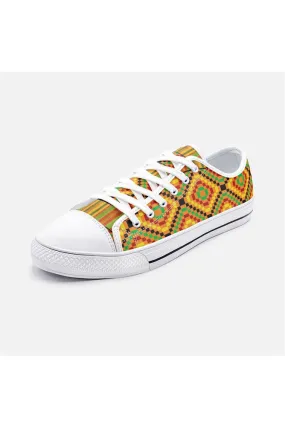 Kente Print Unisex Low Top Canvas Shoes