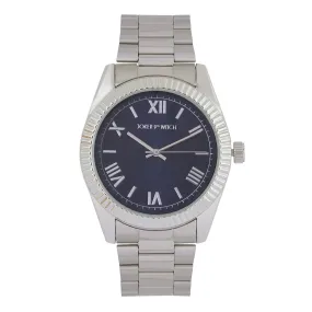 Leigh Blue Dial Silver Metallic Strap Watch