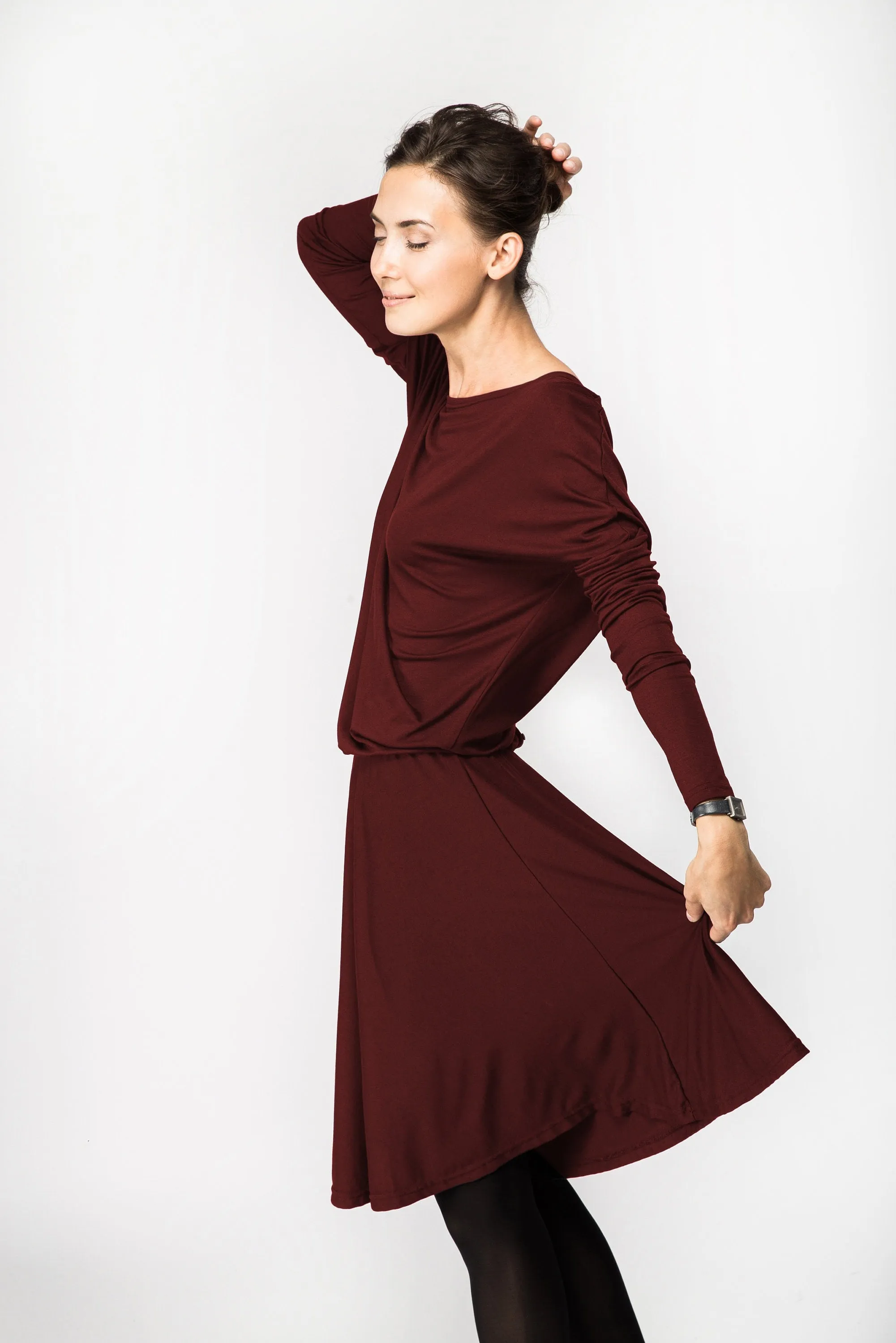 LeMuse SUNFLOWER dress, Burgundy, M