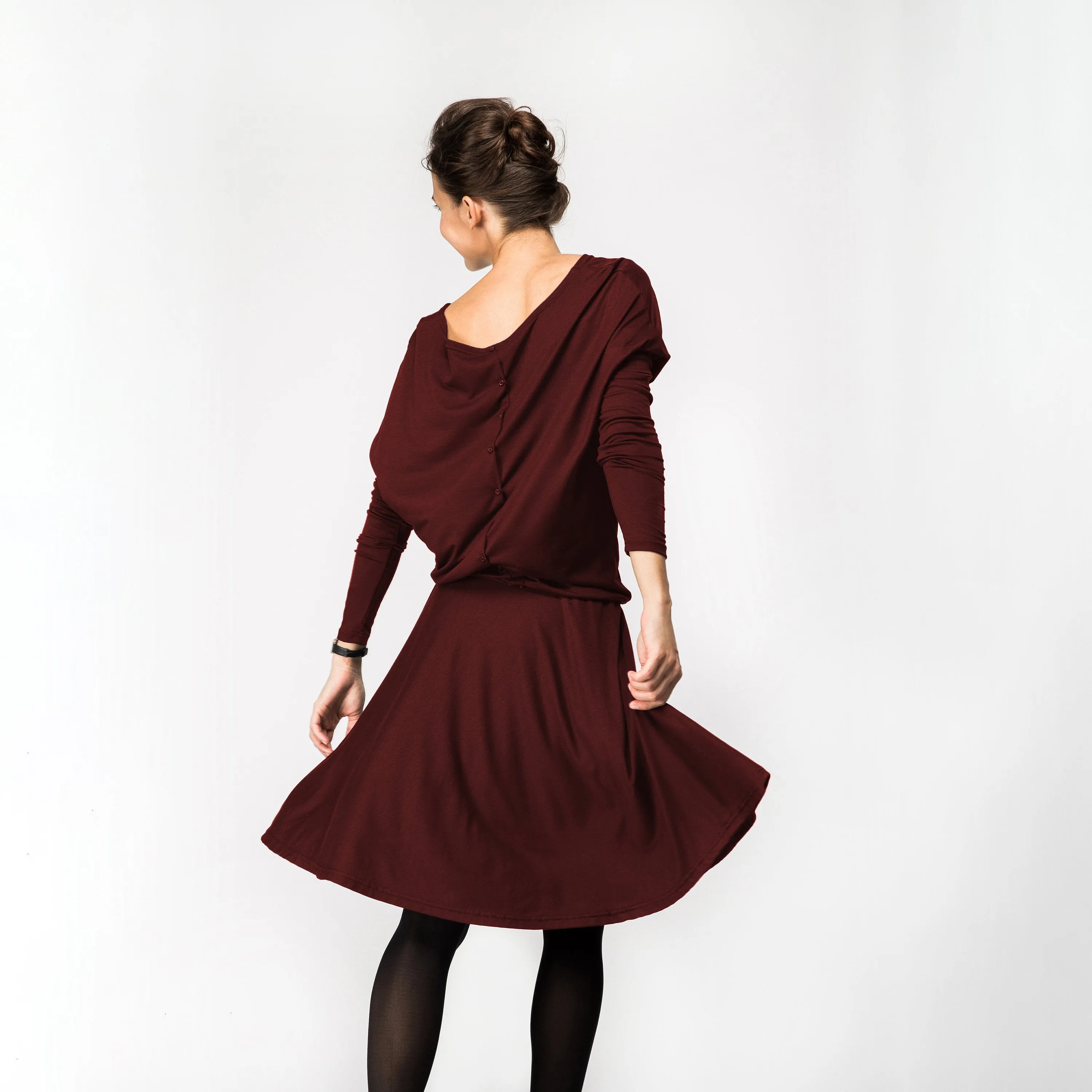 LeMuse SUNFLOWER dress, Burgundy, M