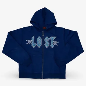 Lost Intricacy French Terry Rhinestone Hoodie Blue