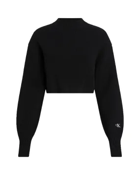 Maglione Donna Calvin Klein Short Lambswool Sweater Nero