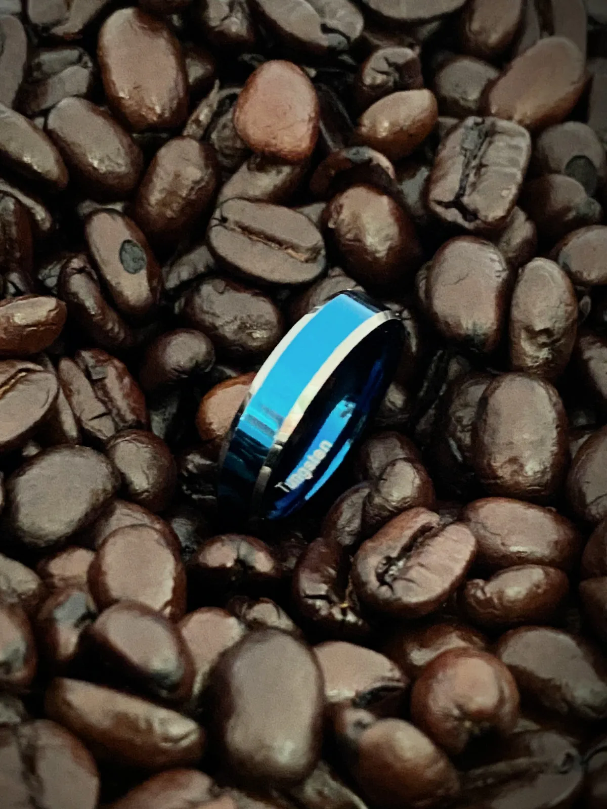 Metallic Blue Tungsten Band