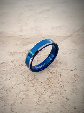 Metallic Blue Tungsten Band