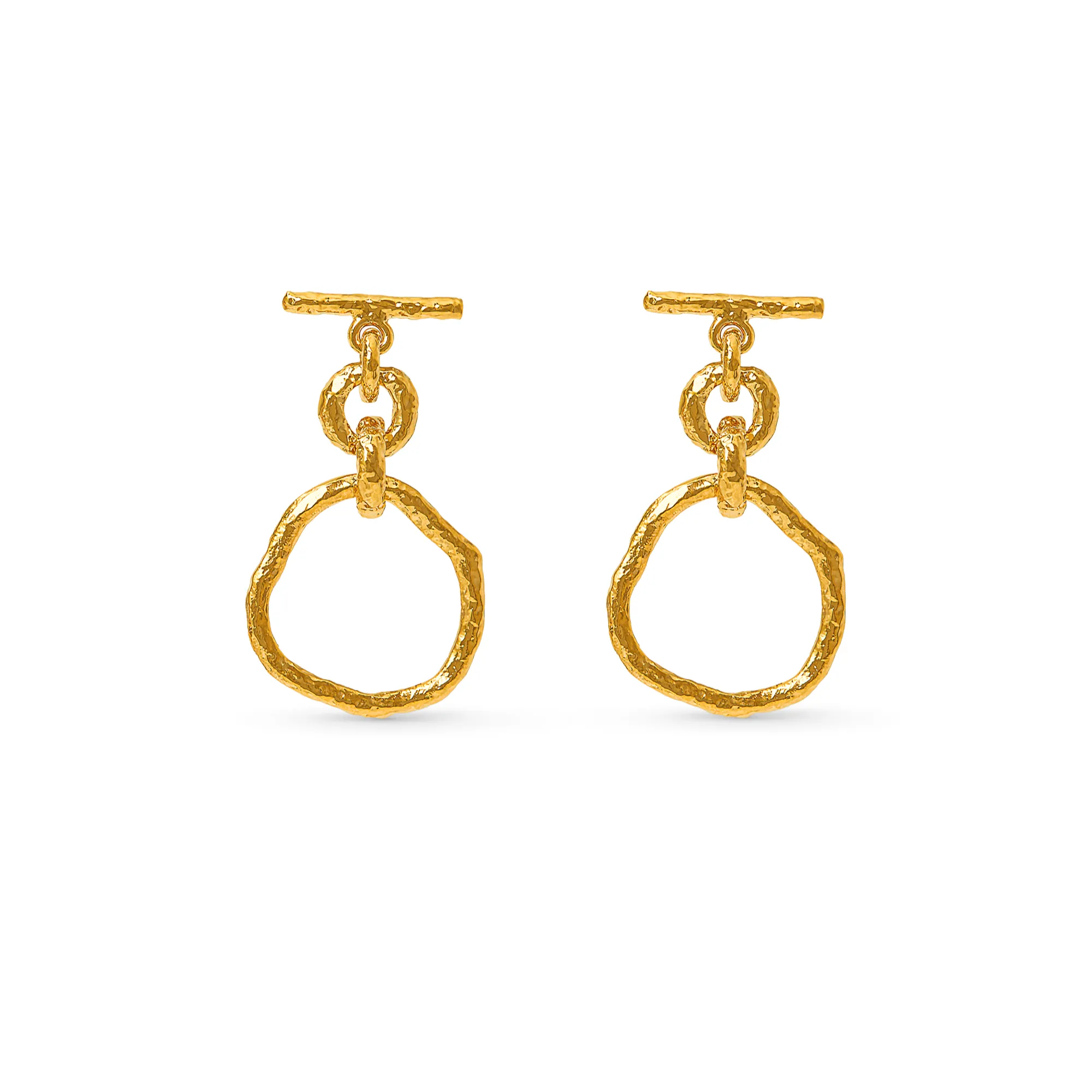 Molten T-Bar & Open Circle Drop Earrings