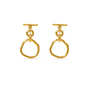 Molten T-Bar & Open Circle Drop Earrings