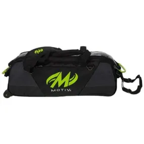 Motiv Ballistix Triple Tote Roller Grey Lime Bowling Bag