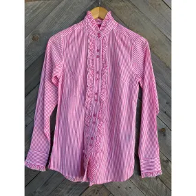 Outback Pink Stripe Ruffle Long Sleeve Shirt