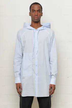 Popeline Light Blue Hooded Shirt