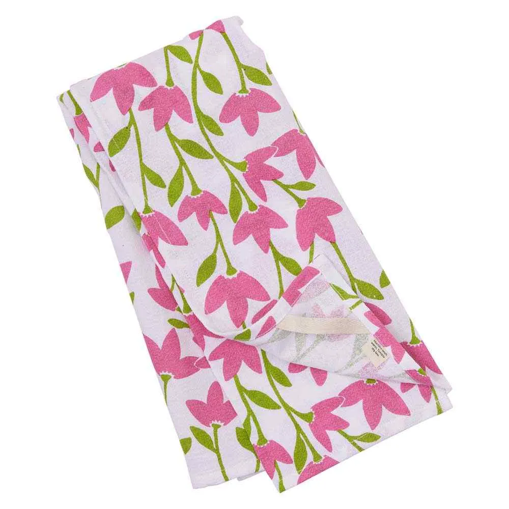 Poppies Pink Cotton Kitchen Towel (Set 3)