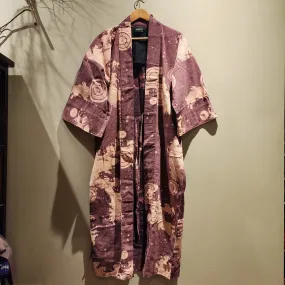 Purple Bunny Waves Long Monk Kimono