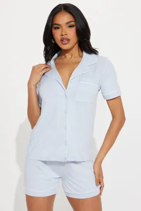 Ready For Bed PJ Short Set - Light Blue