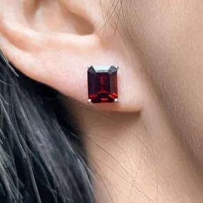 Rectangular Garnet Earrings