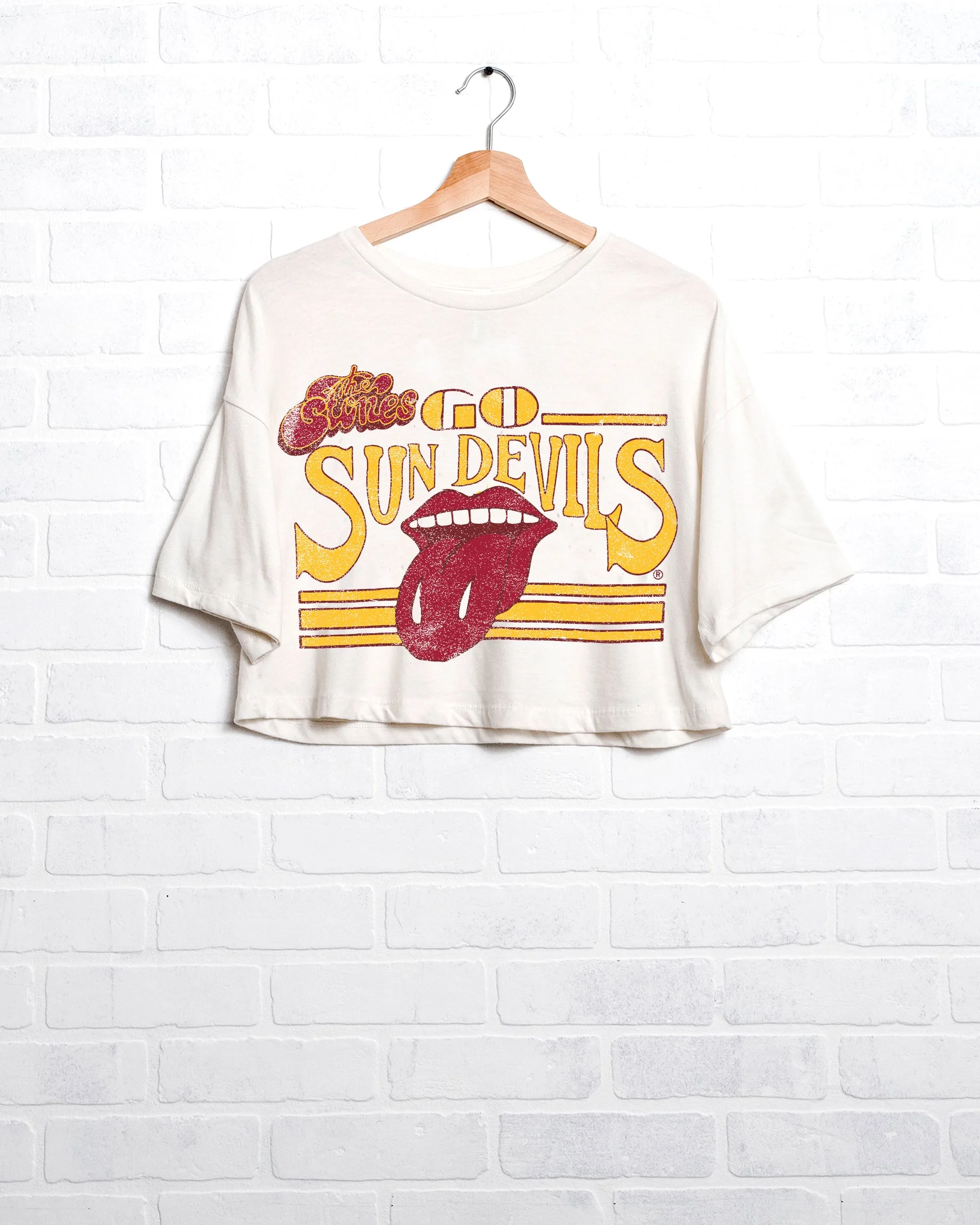 Rolling Stones Sun Devils Stoned White Cropped Tee