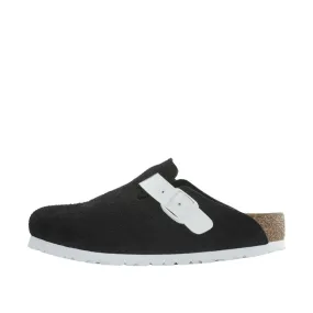 Sabot Unisex Birkenstock Boston Suede Nero / Bianco