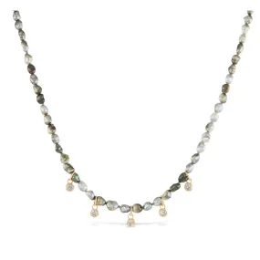 Tahitian pearl necklace with diamond charms