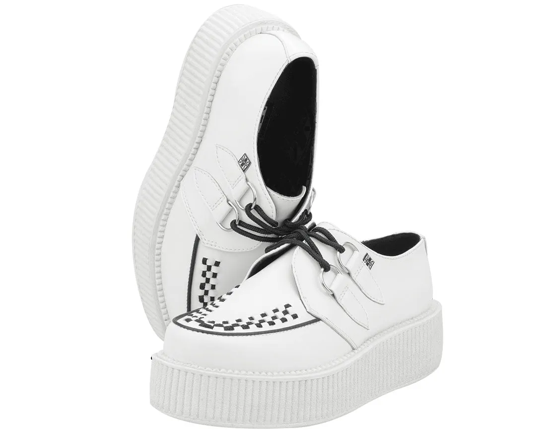 T.U.K WHITE LEATHER/WHITE SOLE LOW CREEPER