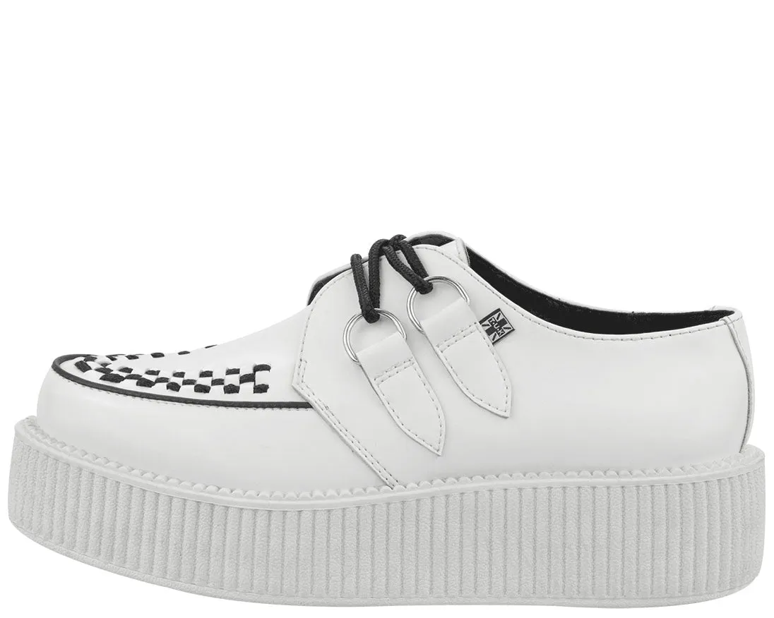 T.U.K WHITE LEATHER/WHITE SOLE LOW CREEPER