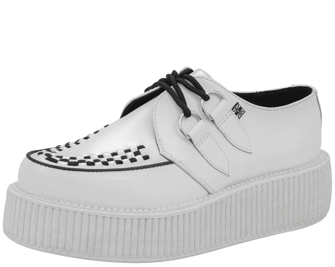 T.U.K WHITE LEATHER/WHITE SOLE LOW CREEPER