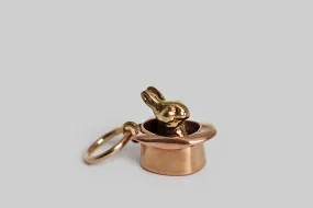 Vintage Miniature Pull a Rabbit Out of a Hat Charm in Two Tone 14k Gold